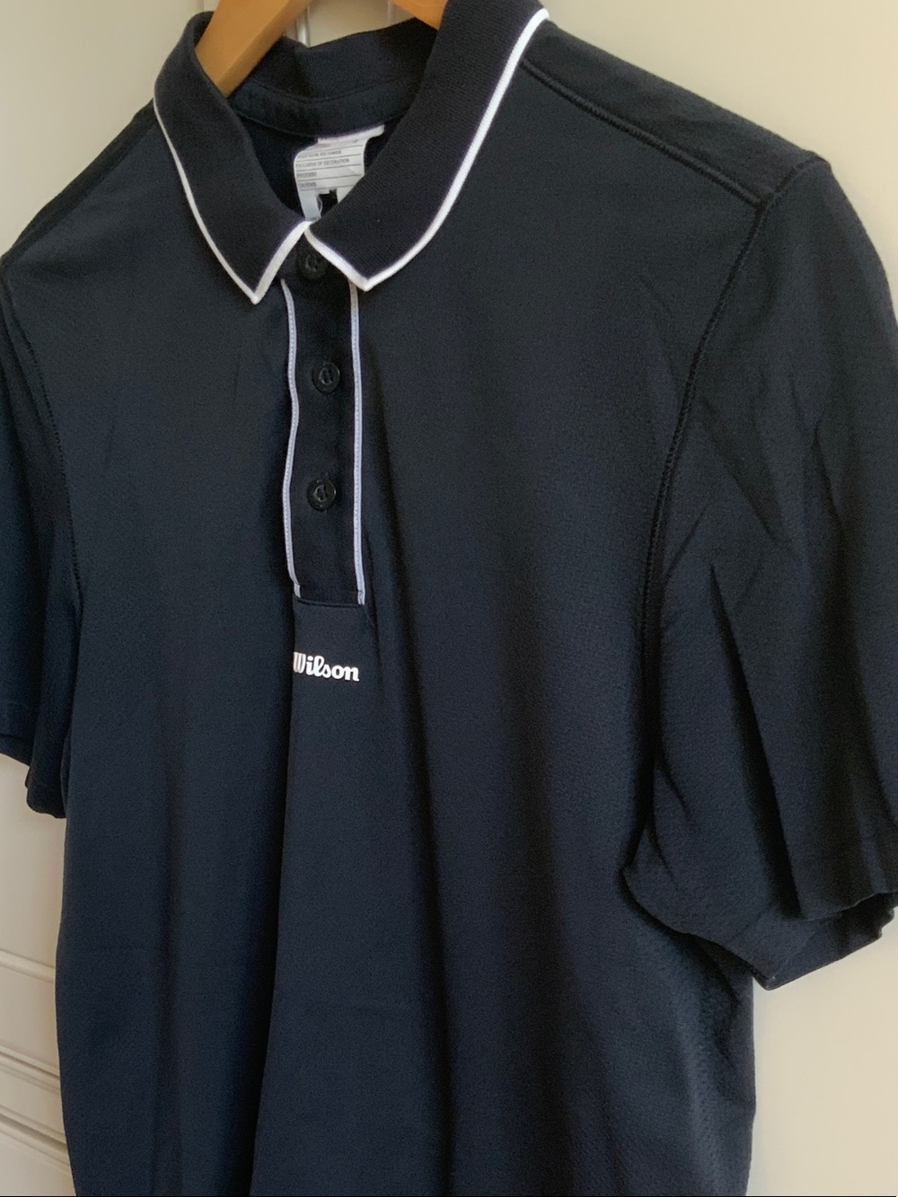 Men’s Wilson Black Tennis Polo with White Trim - Picture 2 of 3